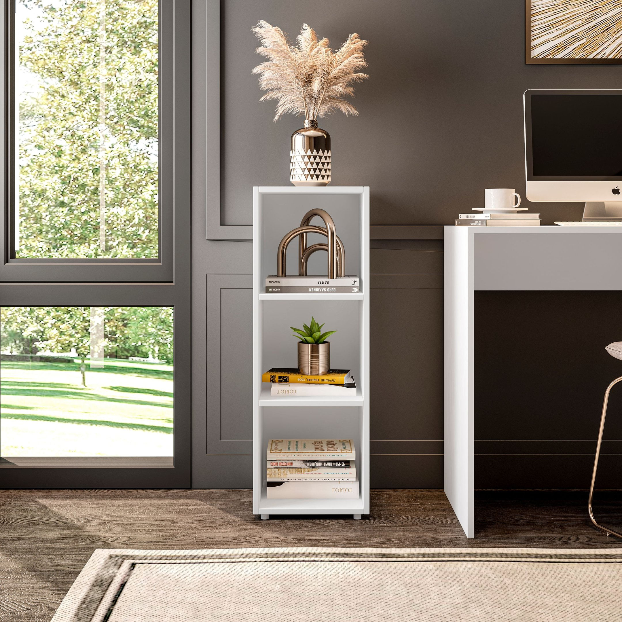 Estante Para Livros Modular 3 Nichos Austin Branco