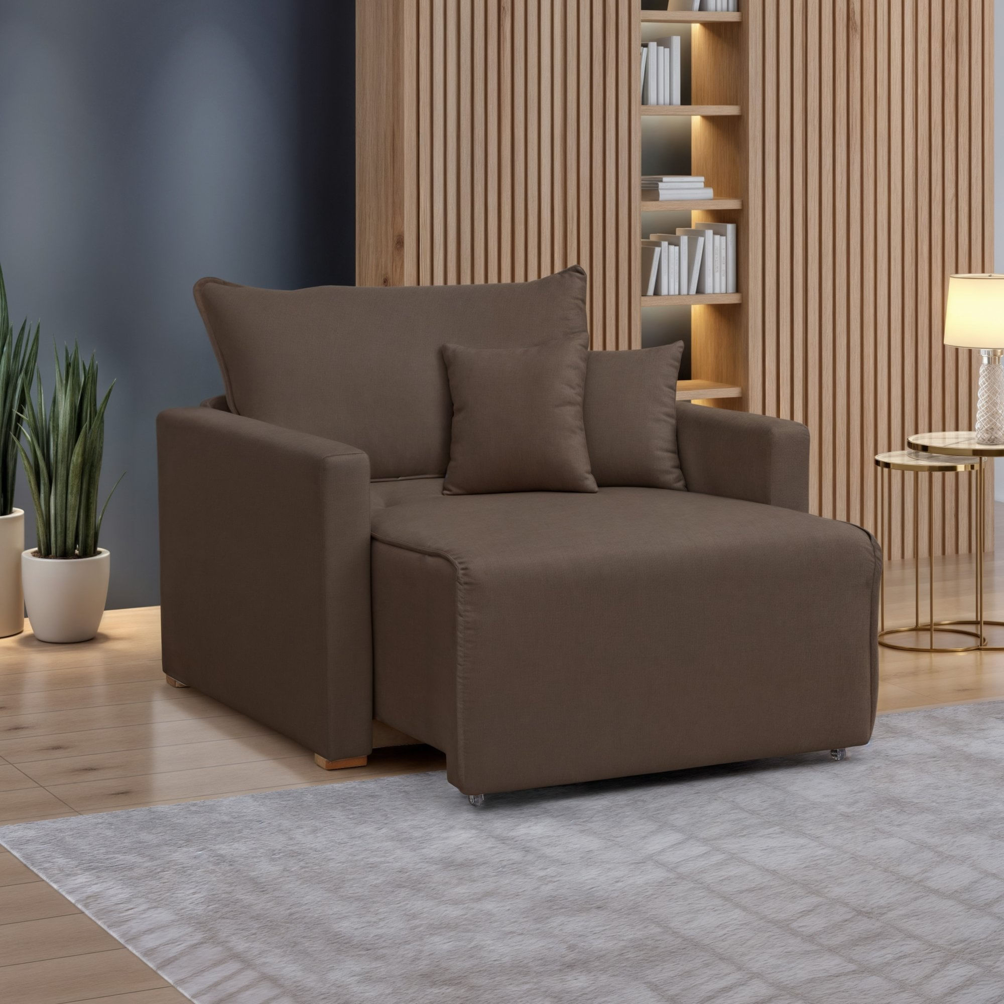 Poltrona Retrátil E Reclinável 110cm Júlia Veludo/marrom