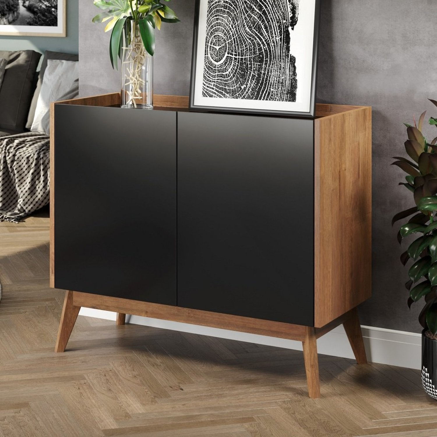 Buffet 2 Portas Elohin Natural/preto