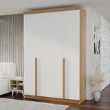 Guarda-roupa Solteiro 4 Portas 3 Gavetas 100% Mdf Marrocos Inovata/branco Supremo/cinamomo Mel