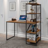 Escrivaninha Com Estante 130cm Home Office Fit Yescasa Canela