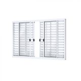 Janela Veneziana de Correr Central 6 Folhas sem Grade Riobras Alumínio 100cmx120cm Branco