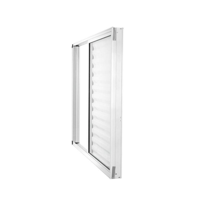 Janela De Alumínio Veneziana 100x100cm 3 Folhas Vidro Liso Soft Plus Mgm Branco Branco - imagem 4