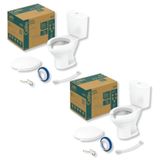 Kit 2 Vaso Sanitário Com Caixa Acoplada E Assento Com Abertura Acesso Celite Branco