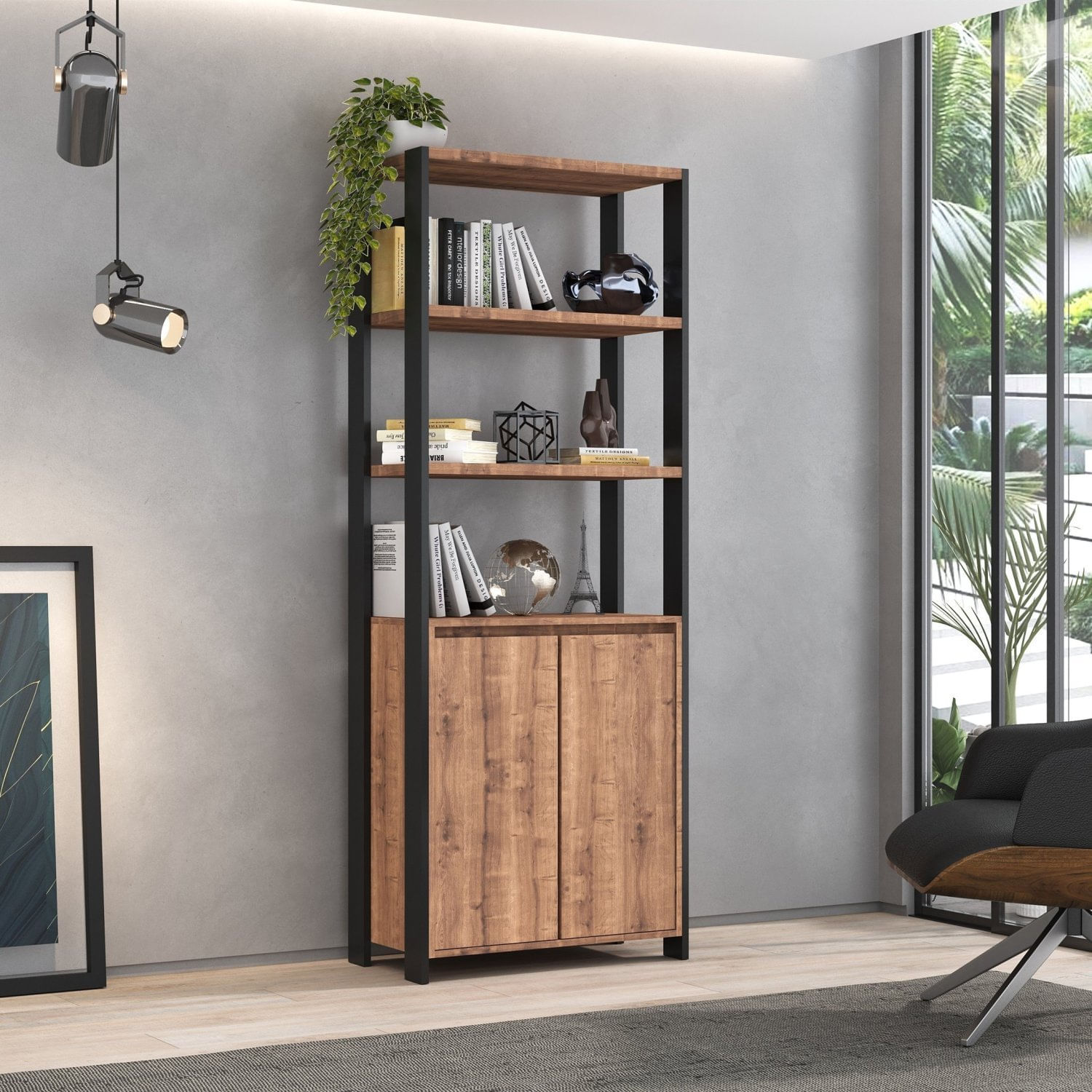 Estante Industrial 2 Portas 3 Prateleiras M113 183cmx70cm Preto/solanum