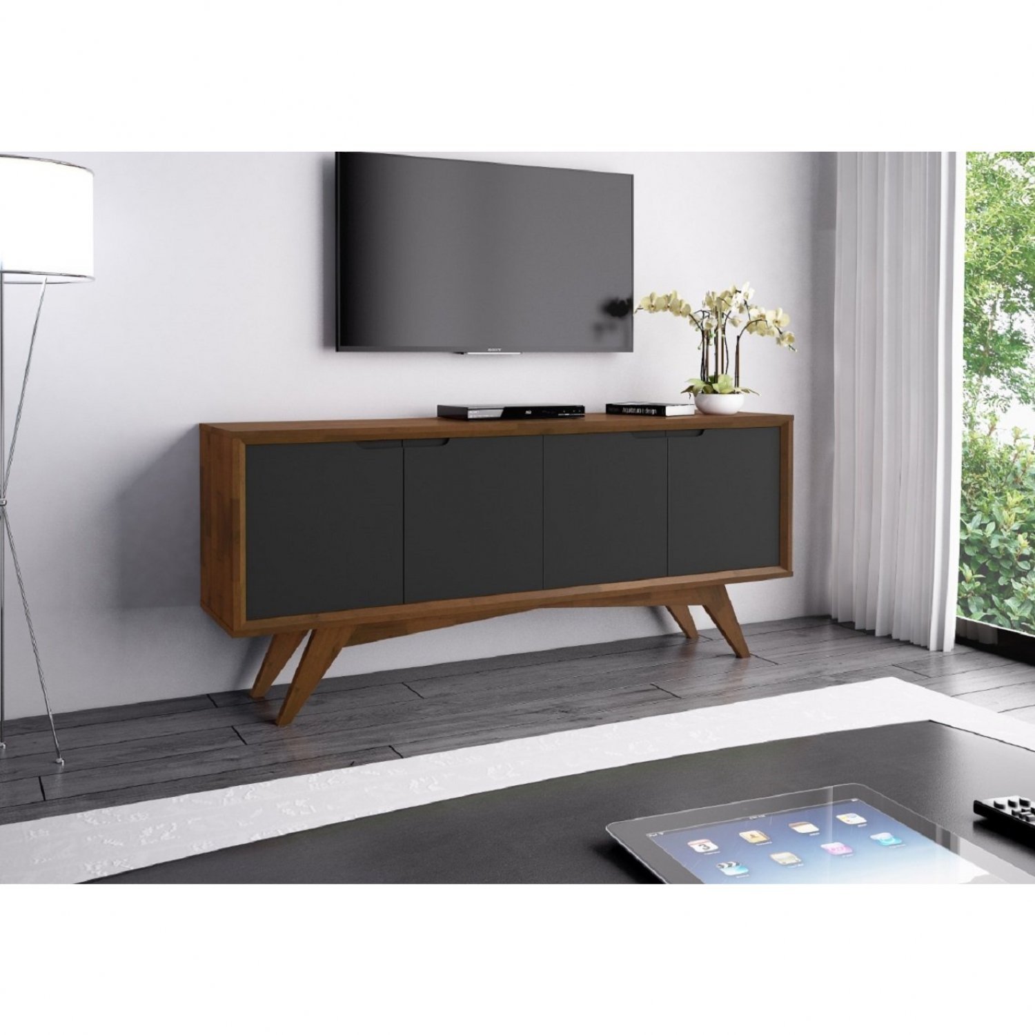 Buffet 4 Portas Querubim Pin/preto