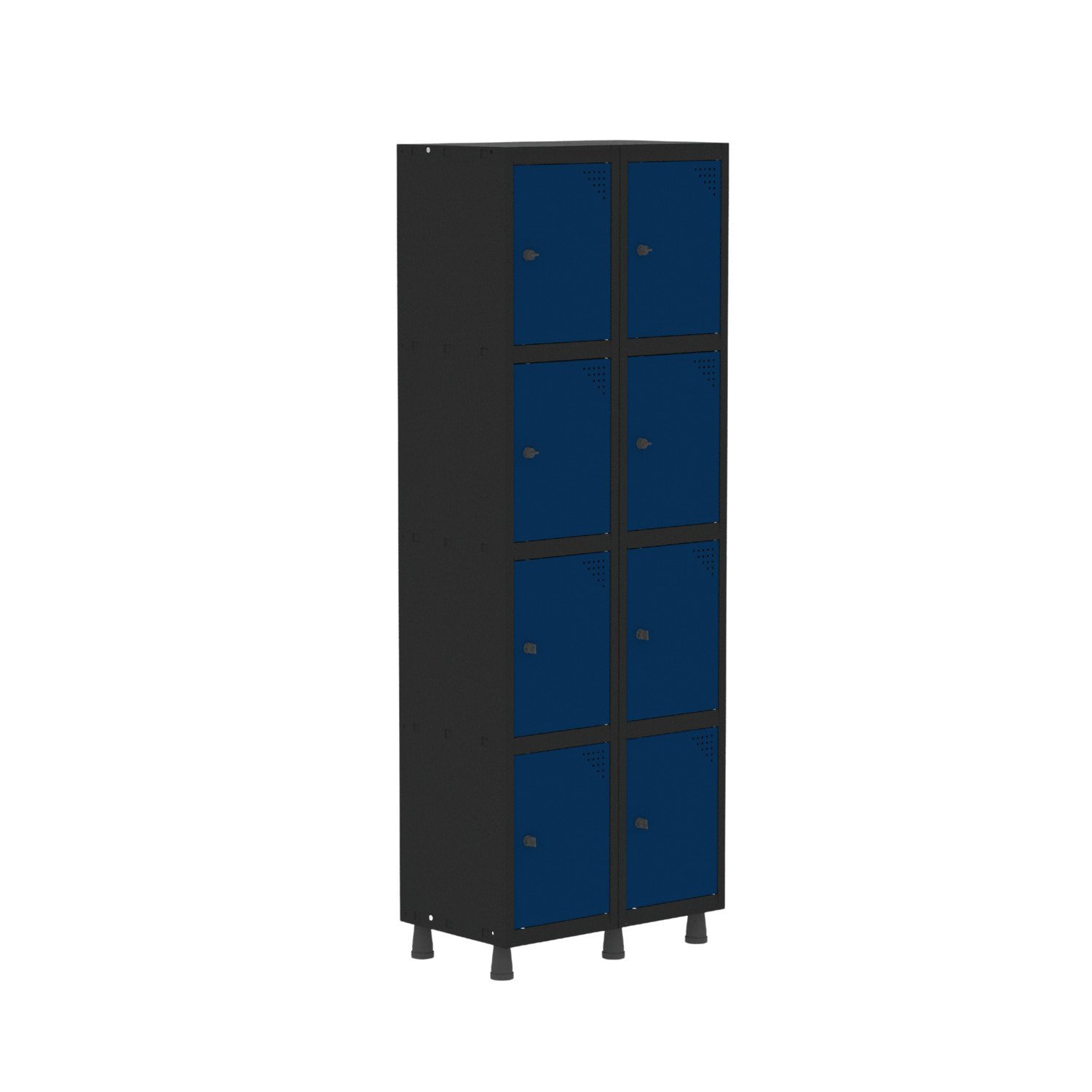 Armário Locker Guarda-roupa 8 Portas Aço Grp 502/8 Preto/azul Delrei