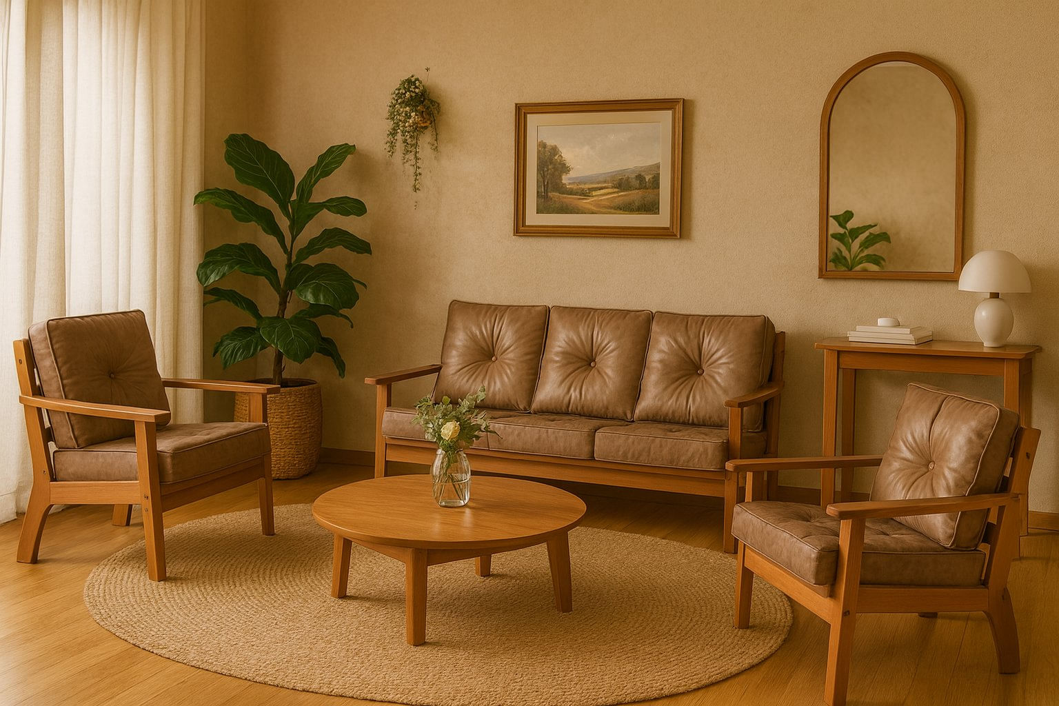 Estofado New Florença 3 Lugares Nogueira Claro