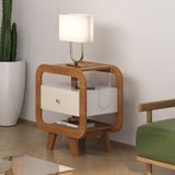 Mesa Lateral De Apoio Theo Com Usb Cinamomo/ Off White