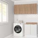 Lavanderia Modulada 3 Peças 2 Armários Aéreos 1 Balcão 2 Portas Ipanema Cabecasa Madeiramadeira Branco/acácia