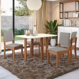 Conjunto Mesa Antonela Com 4 Cadeiras Canela/cinza