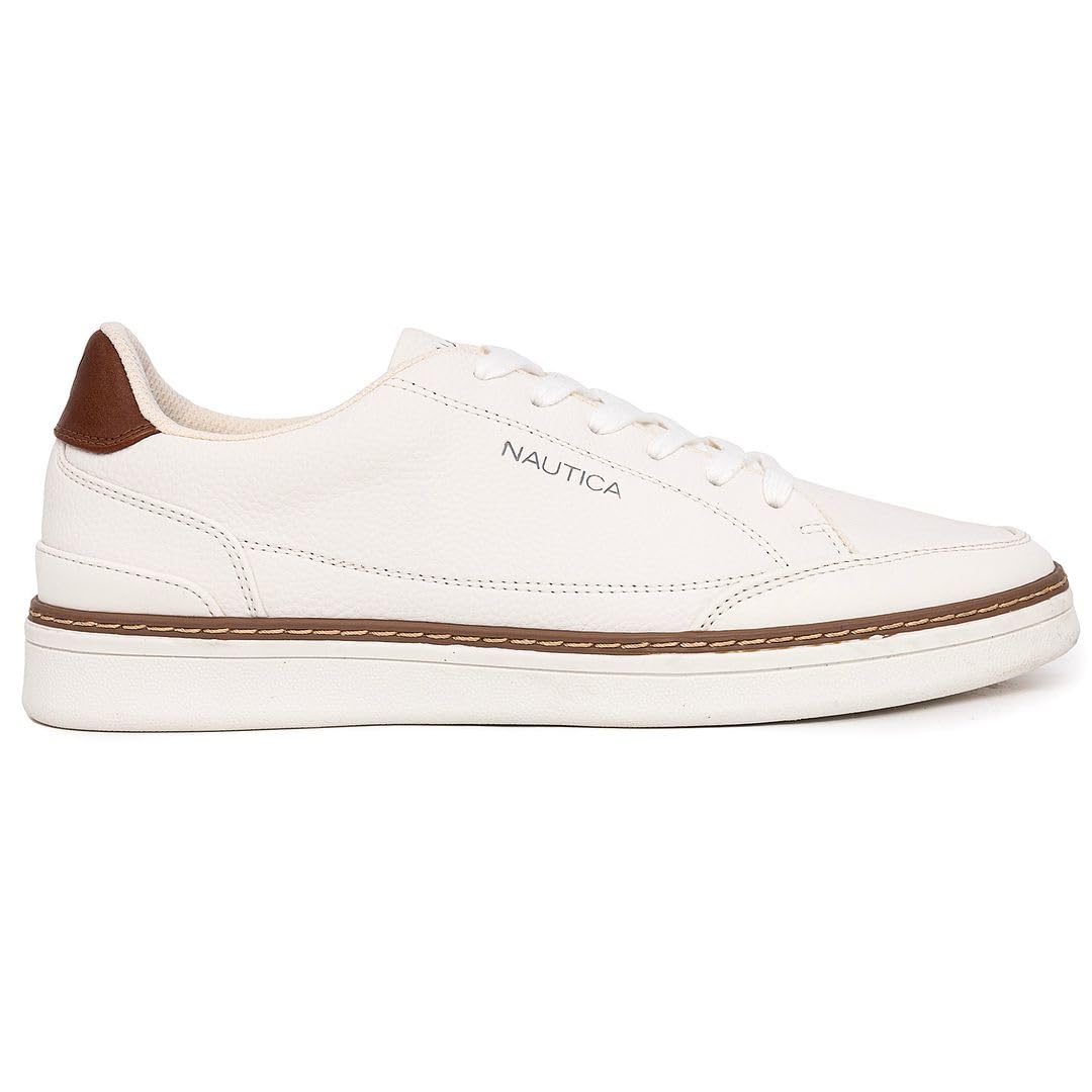 Sapato Nautica Jaro, Tênis Casual Com Cadarço, Branco, Masculino