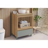 Gabinete De Banheiro Balcão Rainha C/ 1 Gaveta E 1 Nicho 70cm Nature/verde - Nesher