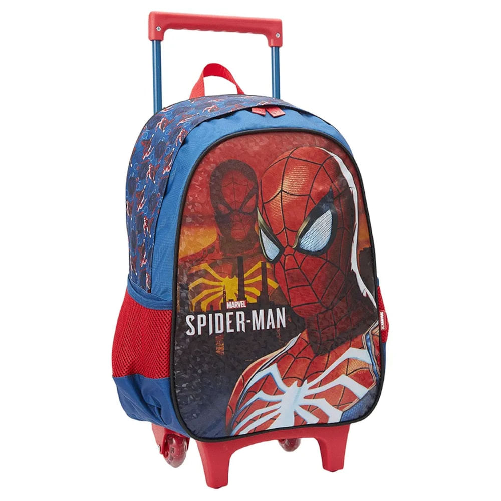 Mala Com Rodas Escolar G Homem Aranha City