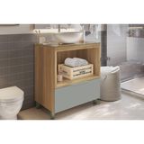 Gabinete De Banheiro Balcão Marquesa C/ 1 Gaveta E 1 Nicho 80cm Nature/verde - Nesher