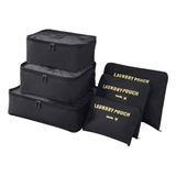 Kit Organizador De Malas Essencial Para Viagens 6 Pecs Preto