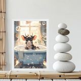 Quadro Banheiro Vaquinha Bolhas Sabão 45x34cm - Com Vidro