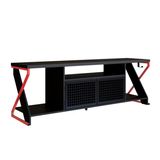 Rack Industrial 160cm Tv 60 Com Led P1033 Vermelho Preto Pp Milani Store
