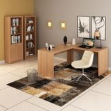 Kit 3 Peças Com Mesa Para Escritório Em L, Estante Livreiro Aberta E Estante Com 2 Portas