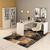 Kit 3 Peças Com Mesa Para Escritório Em L, Estante Livreiro Aberta E Estante Com 2 Portas