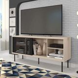 Rack para TV até 55 Polegadas Industrial 136cm em BP Porta Ripada Multiverso CabeCasa MadeiraMadeira Off White/Preto
