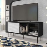 Rack para TV até 55 Polegadas Industrial 136cm em BP Porta Pier Multiverso CabeCasa MadeiraMadeira Preto/Branco