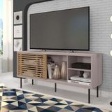 Rack para TV até 55 Polegadas Industrial 136cm em BP Porta Ripada Multiverso CabeCasa MadeiraMadeira Cacao/Buriti