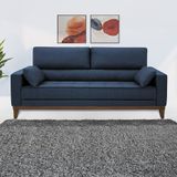 Sofá 4 Lugares Linoforte Blazer Com Revestimento Em Linho E 2 Almofadas Decorativas 210 Cm De Largura