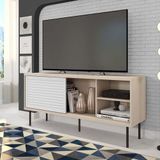 Rack para TV até 55 Polegadas Industrial 136cm em BP Porta Pier Multiverso CabeCasa MadeiraMadeira Off White/Branco