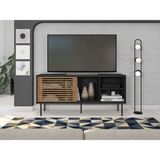 Rack para TV até 55 Polegadas Industrial 136cm em BP Porta Ripada Multiverso CabeCasa MadeiraMadeira Preto/Buriti