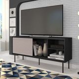 Rack para TV até 55 Polegadas Industrial 136cm em BP Porta Pier Multiverso CabeCasa MadeiraMadeira Preto/Cacao