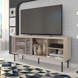 Rack para TV até 55 Polegadas Industrial 136cm em BP Porta Ripada Multiverso CabeCasa MadeiraMadeira Off White/Cacao