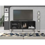 Rack para TV até 55 Polegadas Industrial 136cm em BP Porta Ripada Multiverso CabeCasa MadeiraMadeira Preto