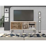 Rack para TV até 55 Polegadas Industrial 136cm em BP Porta Ripada Multiverso CabeCasa MadeiraMadeira Off White/Buriti