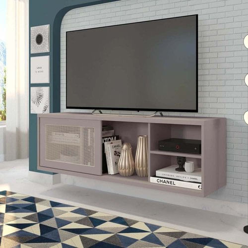 Rack Suspenso para TV até 55 Polegadas 136cm em BP Porta Telada Multiverso CabeCasa MadeiraMadeira Cacao/Preto