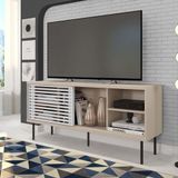 Rack para TV até 55 Polegadas Industrial 136cm em BP Porta Ripada Multiverso CabeCasa MadeiraMadeira Off White/Branco