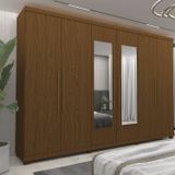 Guarda-roupa Casal 6 Portas Com Espelho Com Pés Absolut New 100% Mdf Castanho
