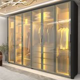 Guarda-roupa Casal 6 Portas Com 6 Portas Reflecta Com Pés Com Led Innova Preto Acetinado
