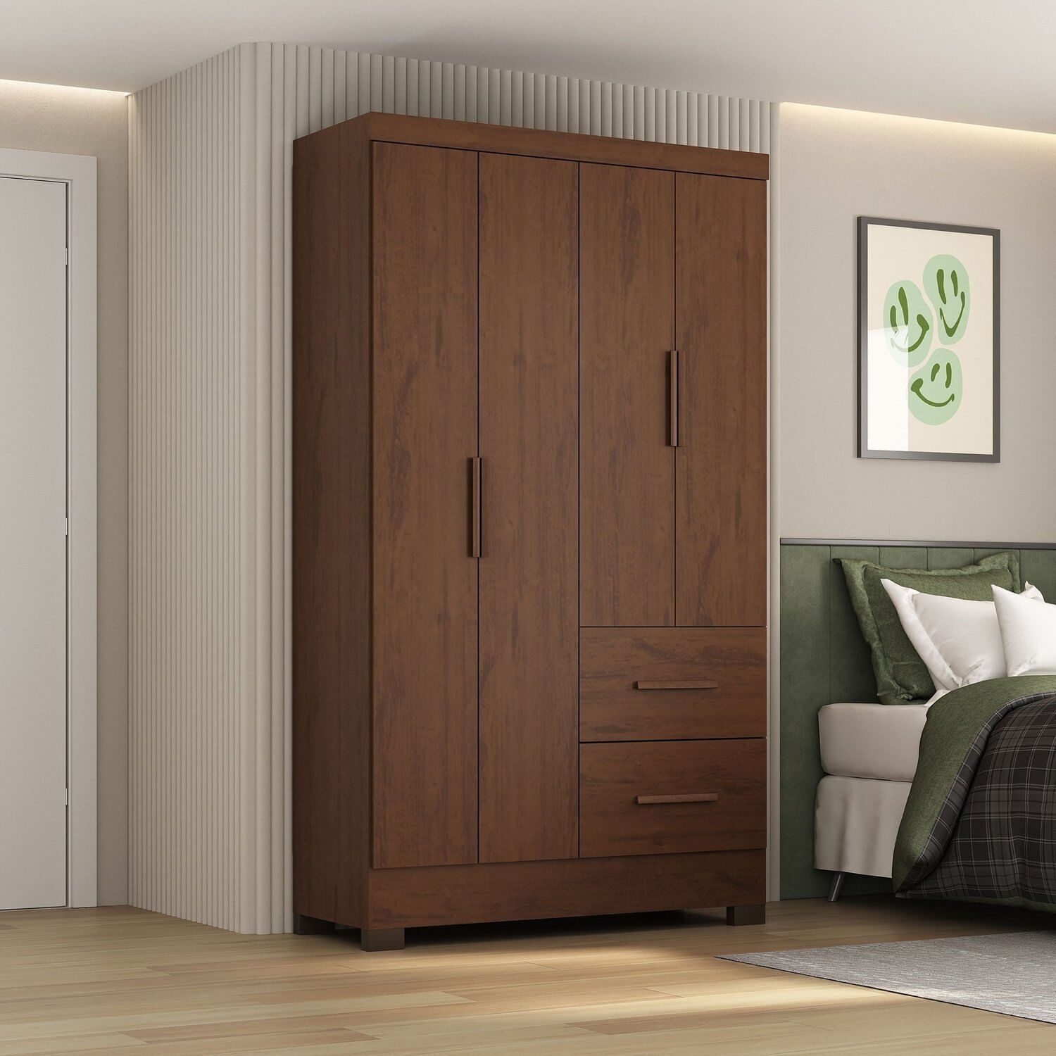 Roupeiro Primordial Max 4 Portas E 2 Gavetas Jacarandá