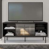 Rack para TV até 55 Polegadas Industrial 136cm em BP Porta Reflecta Multiverso CabeCasa MadeiraMadeira Preto