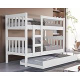 Beliche Infantil Com Cama Auxiliar Mdf Reforçado Cor Branco Vira 2 Camas Com 3 Colchões Inclusos