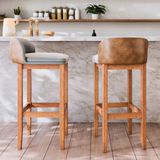 Pack 2 Banquetas Confortavel Cozinha Moderna Em Linho Luxo