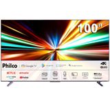 Smart Tv 100 Philco Ultra Hd 4k Qled P100sga Com Sistema Operacional Google Tv, Processador Quad Core, Inteligência Artificial E Hands Free