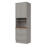 Paneleiro Duplo Americana 220cm Para 1 Forno Henn Cinza Nature