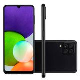 Smartphone Samsung Galaxy A22, Câmera Quádrupla Traseira de 48MP+8MP+2MP+2MP, Selfie de 13MP, Tela de 6.4", 128GB, 4GB RAM, Octa Core, Dual Preto