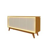 Buffet Aparador Reluz 160cm Com Led E 4 Portas Pés Madeira Naturale/off White