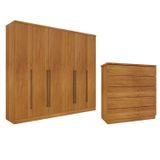 Guarda-roupa 6 Portas Portugal E Comoda 5 Gavetas Premium Espresso Móveis Cinamomo