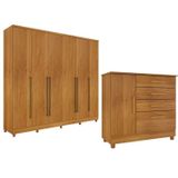 Guarda-roupa 6 Portas Portugal E Comoda 4 Gavetas Chicago Com Pés Espresso Móveis Cinamomo
