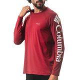 Camiseta G Manga Longa Leve Columbia Bordo Masculina Aurora