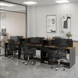 Estação De Trabalho 6 Lugares Office Smart 6 Mesas 4 Armários - Preto E Cedro Preto E Cedro